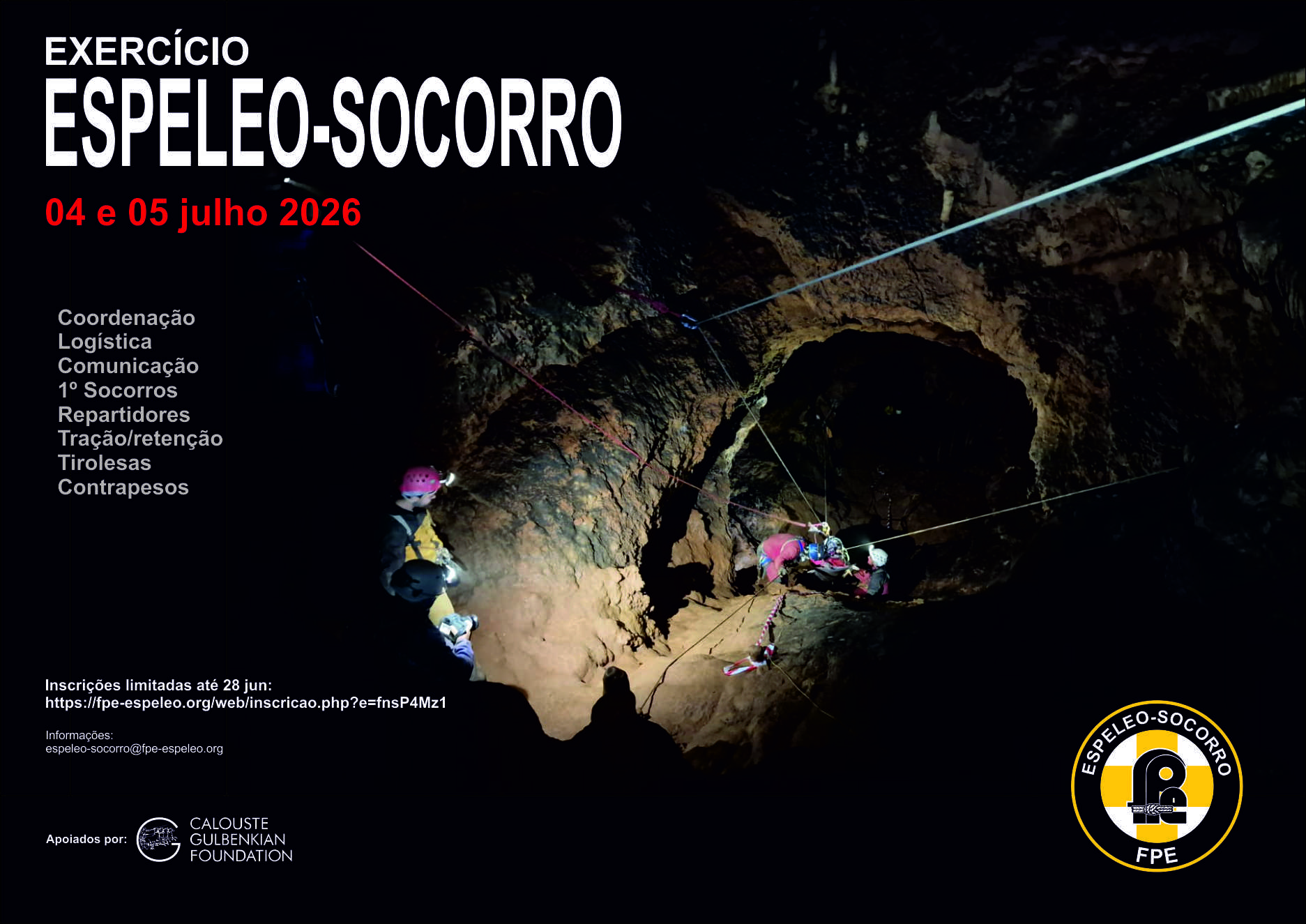 Exercício de Espeleo-Socorro - 04 e 05 julho 2026